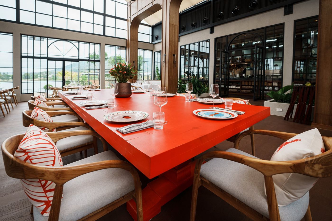 The main hall of ETNA with the legendary red table