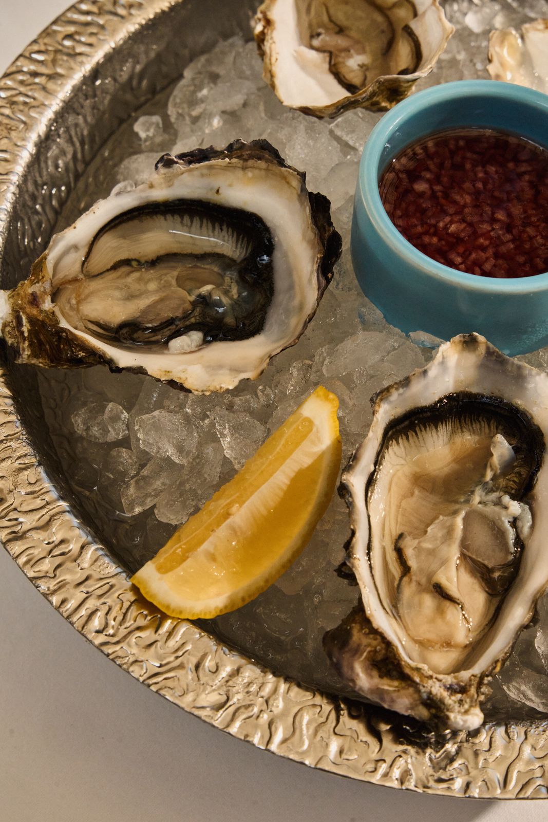 Oysters on ice with caviar at ETNA