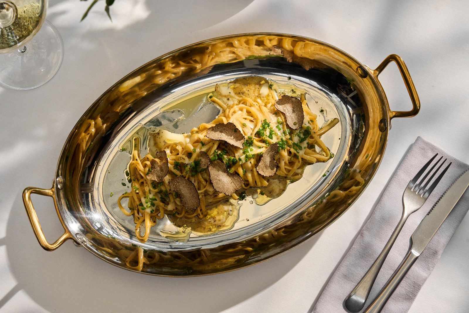 Pasta in the copper pan at ETNA